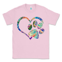 Bubblegum Pink dog paw print tie dye rainbow dog lover rescue retro 70s t shirt Classic Tee - linhVisuals