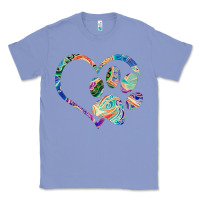 Colony Blue dog paw print tie dye rainbow dog lover rescue retro 70s t shirt Classic Tee - linhVisuals