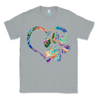 Heather Grey dog paw print tie dye rainbow dog lover rescue retro 70s t shirt Classic Tee - linhVisuals