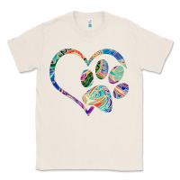 Natural dog paw print tie dye rainbow dog lover rescue retro 70s t shirt Classic Tee - linhVisuals