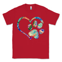 Red dog paw print tie dye rainbow dog lover rescue retro 70s t shirt Classic Tee - linhVisuals