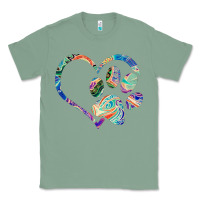 Sage dog paw print tie dye rainbow dog lover rescue retro 70s t shirt Classic Tee - linhVisuals
