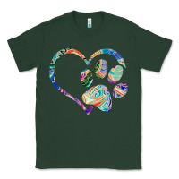 Sports Green dog paw print tie dye rainbow dog lover rescue retro 70s t shirt Classic Tee - linhVisuals