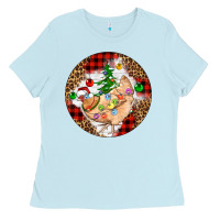 Baby Blue Christmas chicken Ladies Tee - Artiststas