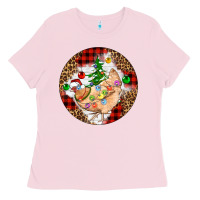 Bubblegum Pink Christmas chicken Ladies Tee - Artiststas