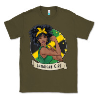 Army Green jamaican black woman t shirt jamaica afro girl pride Classic Tee - linhVisuals