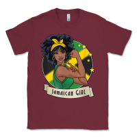 Burgundy jamaican black woman t shirt jamaica afro girl pride Classic Tee - linhVisuals
