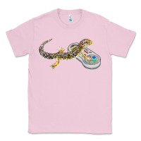 Bubblegum Pink leopard gecko playing video game lizard & reptiles gamers t shirt Classic Tee - linhVisuals