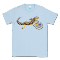 Dusty Blue leopard gecko playing video game lizard & reptiles gamers t shirt Classic Tee - linhVisuals