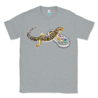 Heather Grey leopard gecko playing video game lizard & reptiles gamers t shirt Classic Tee - linhVisuals
