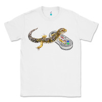 White leopard gecko playing video game lizard & reptiles gamers t shirt Classic Tee - linhVisuals