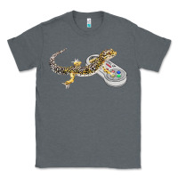 Charcoal Heather leopard gecko playing video game lizard & reptiles gamers t shirt Classic Tee - linhVisuals