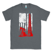 Charcoal Heather oilfield shirt   us flag oil rig shirt Classic Tee - linhVisuals