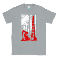 Heather Grey oilfield shirt   us flag oil rig shirt Classic Tee - linhVisuals