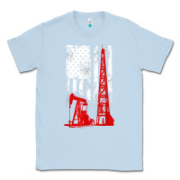 Dusty Blue oilfield shirt   us flag oil rig shirt Classic Tee - linhVisuals