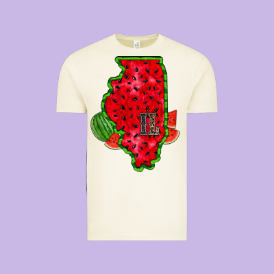 Illinois Watermelon Vintage Tee Designed By Racoondesign