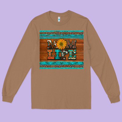 Mom Life Leopard Cowhide Turquoise Aztec Long Sleeve Tee Designed By Artiststas
