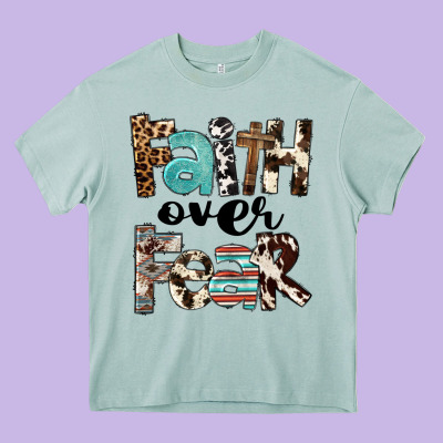 Faith Over Fear Heavy Core Tee Designed By Fadigitalartstudio