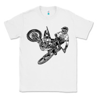 White Eli Tomac Jump Illustration Classic Tee - linhVisuals