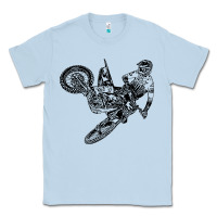 Dusty Blue Eli Tomac Jump Illustration Classic Tee - linhVisuals