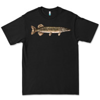 Black Northern Pike Fish Illustrations Premium Tee - LillyAllenDesigns