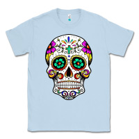 Dusty Blue sugar skull Classic Tee - linhVisuals