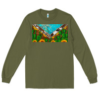 Army Green cactus sunflower cowhide and turquoise license plate Long Sleeve Tee - Artiststas