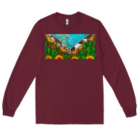 Burgundy cactus sunflower cowhide and turquoise license plate Long Sleeve Tee - Artiststas
