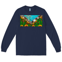Navy cactus sunflower cowhide and turquoise license plate Long Sleeve Tee - Artiststas
