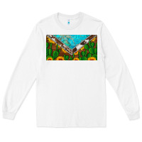 White cactus sunflower cowhide and turquoise license plate Long Sleeve Tee - Artiststas