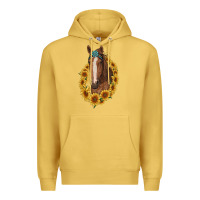 Antique Gold brown horse with gemstone and sunflowers Premium Hoodie - RanaPortraitStore