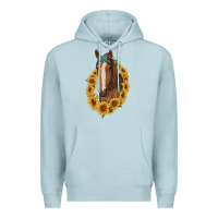 Blue Mist brown horse with gemstone and sunflowers Premium Hoodie - RanaPortraitStore