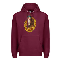 Burgundy brown horse with gemstone and sunflowers Premium Hoodie - RanaPortraitStore
