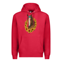 Cardinal brown horse with gemstone and sunflowers Premium Hoodie - RanaPortraitStore