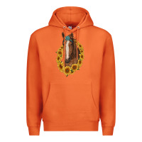 Carrot brown horse with gemstone and sunflowers Premium Hoodie - RanaPortraitStore