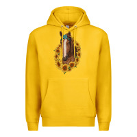 Lemon brown horse with gemstone and sunflowers Premium Hoodie - RanaPortraitStore