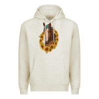 Oatmeal Heather brown horse with gemstone and sunflowers Premium Hoodie - RanaPortraitStore
