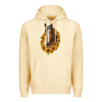 Pina Colada brown horse with gemstone and sunflowers Premium Hoodie - RanaPortraitStore