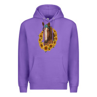 Purple brown horse with gemstone and sunflowers Premium Hoodie - RanaPortraitStore