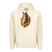 Sandshell brown horse with gemstone and sunflowers Premium Hoodie - RanaPortraitStore