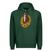 Sports Green brown horse with gemstone and sunflowers Premium Hoodie - RanaPortraitStore