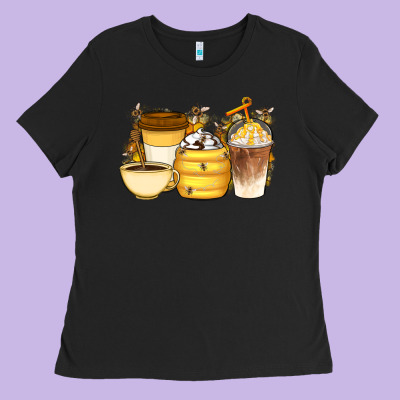 Bee Honey Coffee Cups Ladies Tee Designed By Artiststas