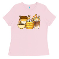 Bubblegum Pink Bee Honey Coffee Cups Ladies Tee - Artiststas