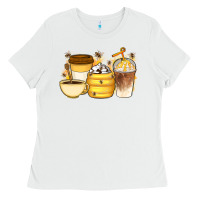 White Bee Honey Coffee Cups Ladies Tee - Artiststas