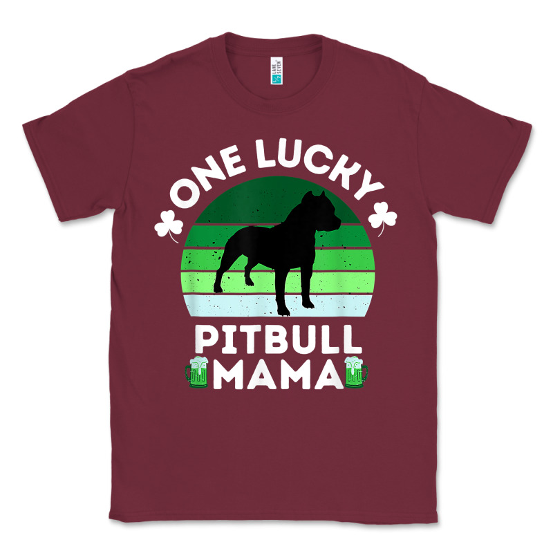 Funny St Patrick's Day One Lucky Pitbull Mama Pitbulldog T Shirt Classic Tee by linhVisuals | Teevron