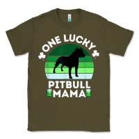 Army Green funny st patrick's day one lucky pitbull mama pitbulldog t shirt Classic Tee - linhVisuals