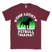 Burgundy funny st patrick's day one lucky pitbull mama pitbulldog t shirt Classic Tee - linhVisuals