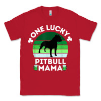 Red funny st patrick's day one lucky pitbull mama pitbulldog t shirt Classic Tee - linhVisuals