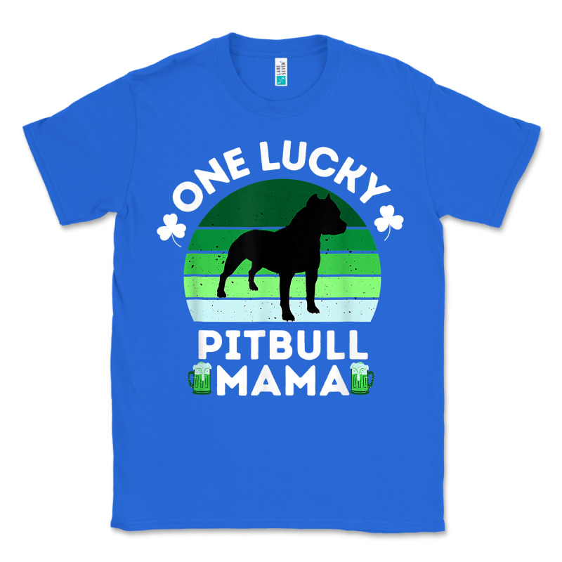 Funny St Patrick's Day One Lucky Pitbull Mama Pitbulldog T Shirt Classic Tee by linhVisuals | Teevron