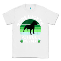 White funny st patrick's day one lucky pitbull mama pitbulldog t shirt Classic Tee - linhVisuals